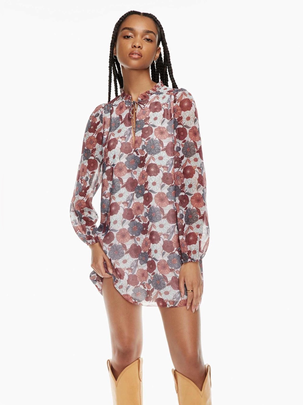 Aritzia Wilfred Molly Floral Mini Shift Dress Size Small Lightweight Casual